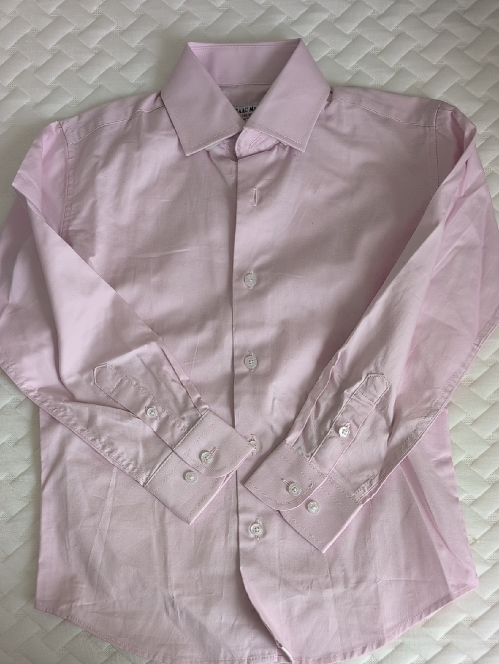 🌈ISAAC MIZRAHI Pink Boy's Dress Shirt Point Collar Cotton Size 5